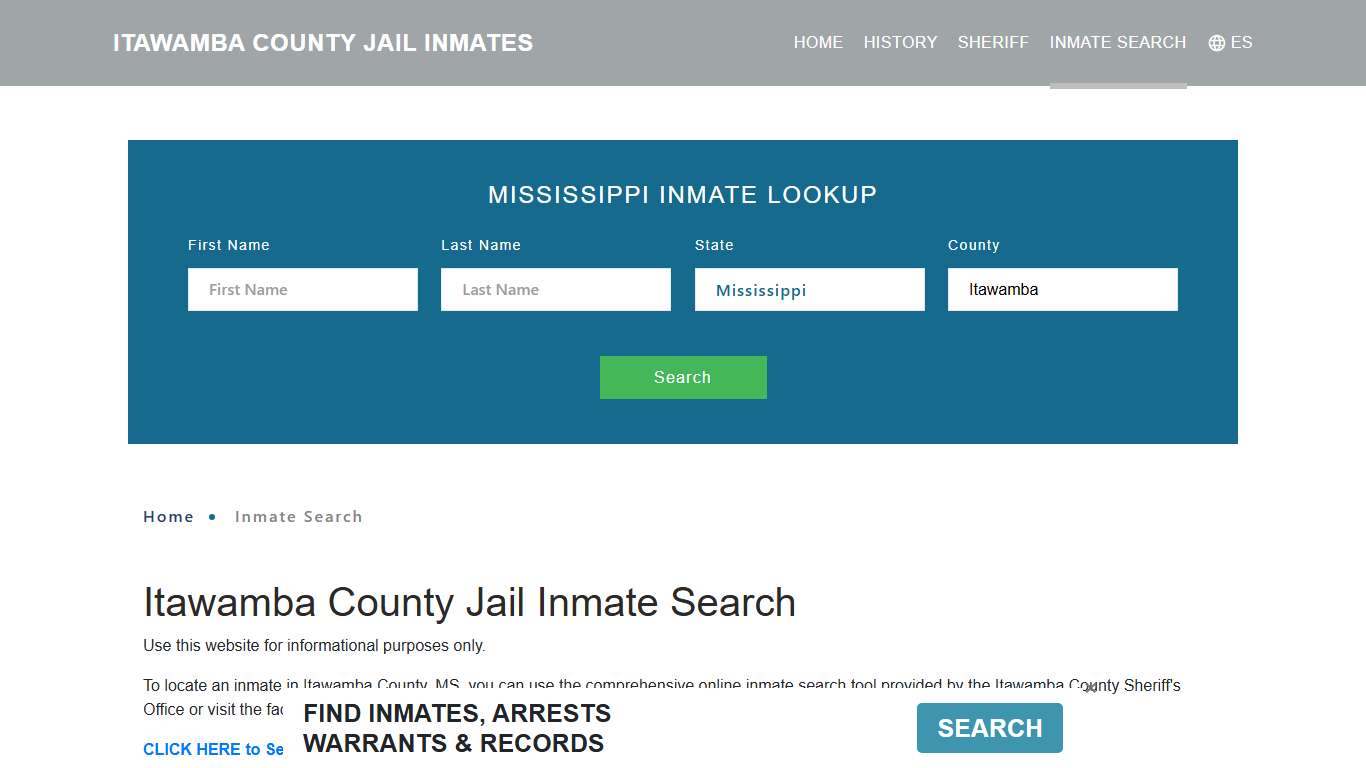 Itawamba County, MS Detainee Lookup
