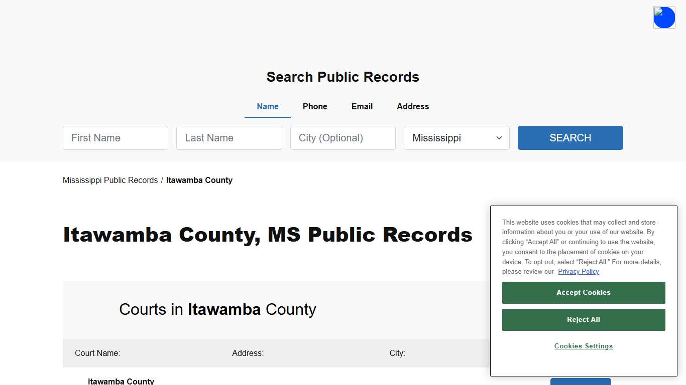 Itawamba County, MS Public Court, Arrest and Inmate Records - ThePublicIndex