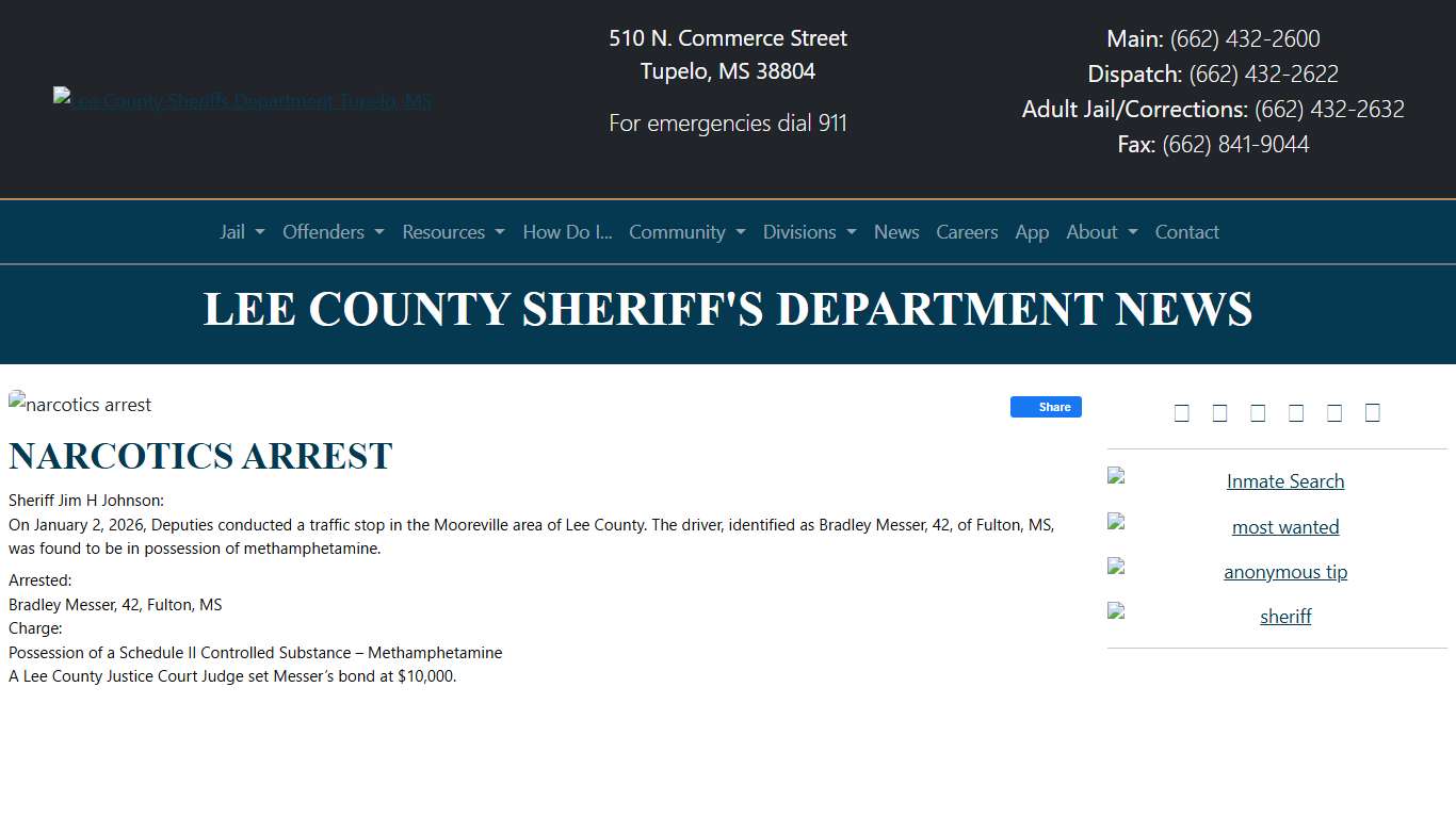 Narcotics Arrest - Lee County Sheriff's Department